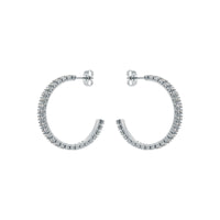 ted baker mellia: medium double crystal hoop earrings silver tone, clear crystal