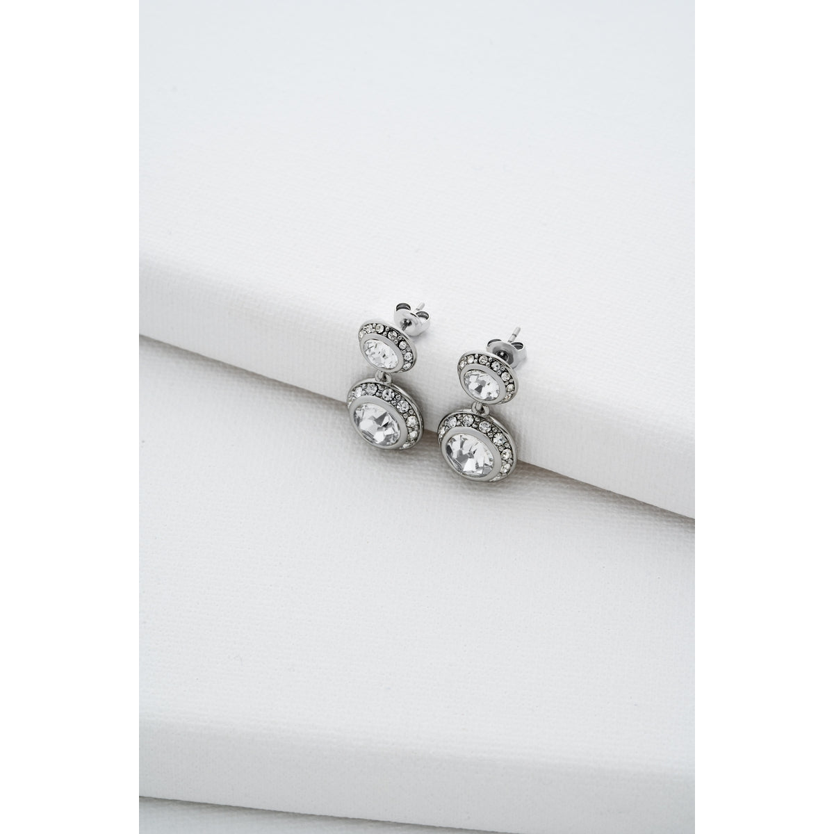 ted baker sollia: solitaire sparkle crystal drop earrings silver tone, clear crystal