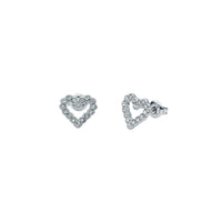 ted baker amorina crystal halo heart stud earrings, silver tone, clear crystal