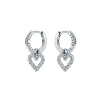 ted baker amora: crystal halo heart huggie earrings silver tone, clear crystal