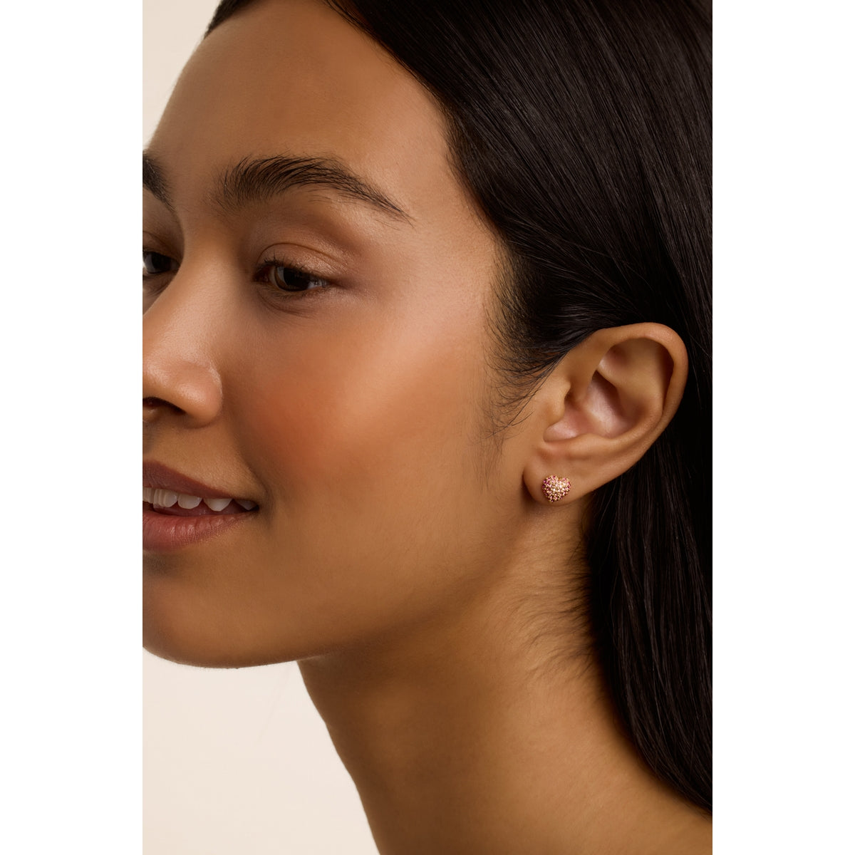 ted baker adoraa: crystal sweetheart adjustable stud earrings gold tone, light pink ombre crystal