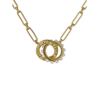 ted baker lola: double logo link necklace gold tone white pearl