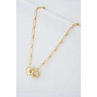 ted baker lola: double logo link necklace gold tone white pearl