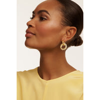 ted baker lorrie: double logo link drop earrings gold tone