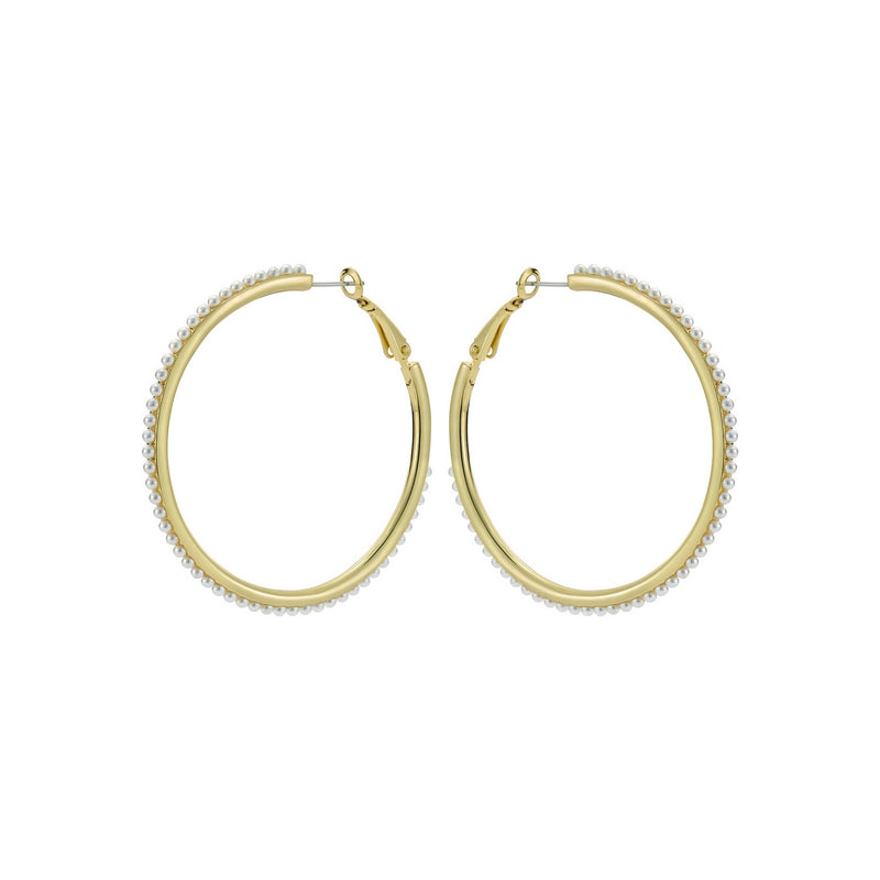 ted baker perla: large pearl hoop earrings, gold tone, pearl