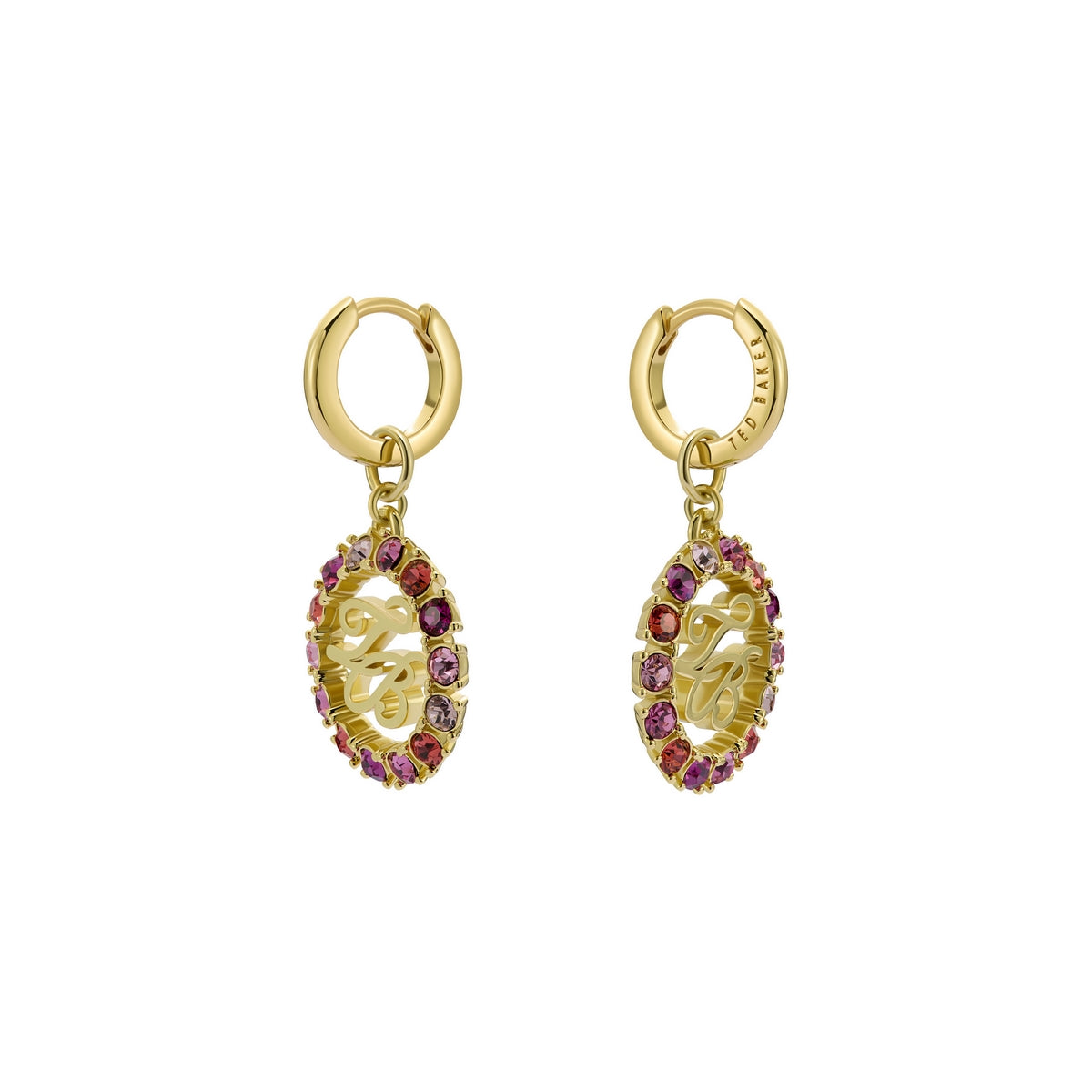 ted baker molika: monogram crystal huggie earrings gold tone