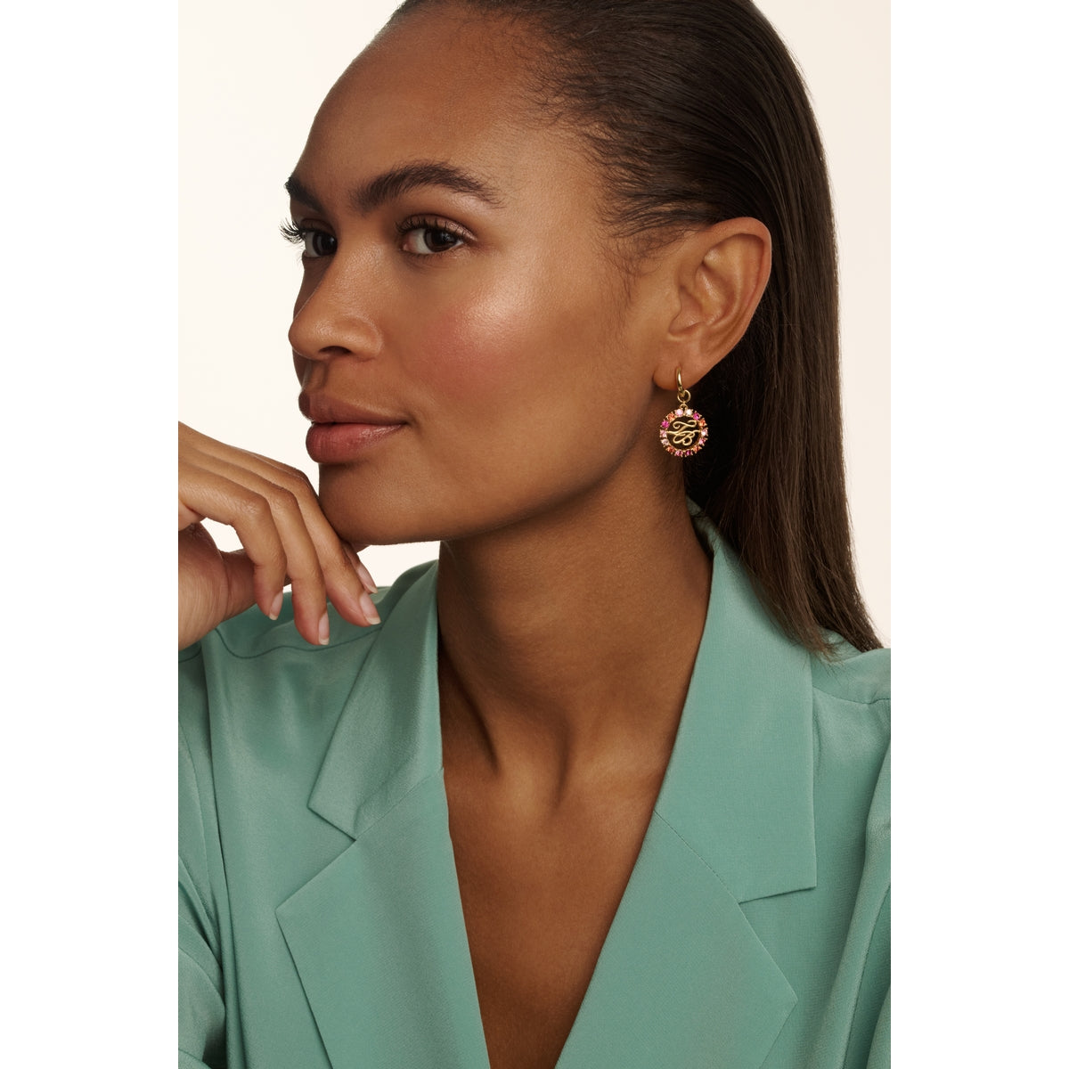 ted baker molika: monogram crystal huggie earrings gold tone