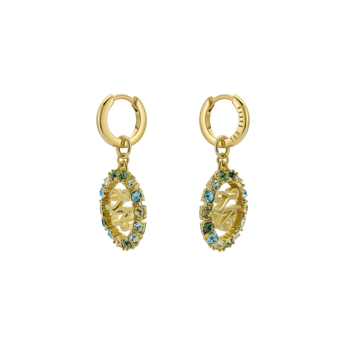 ted baker molika: monogram crystal huggie earrings gold tone