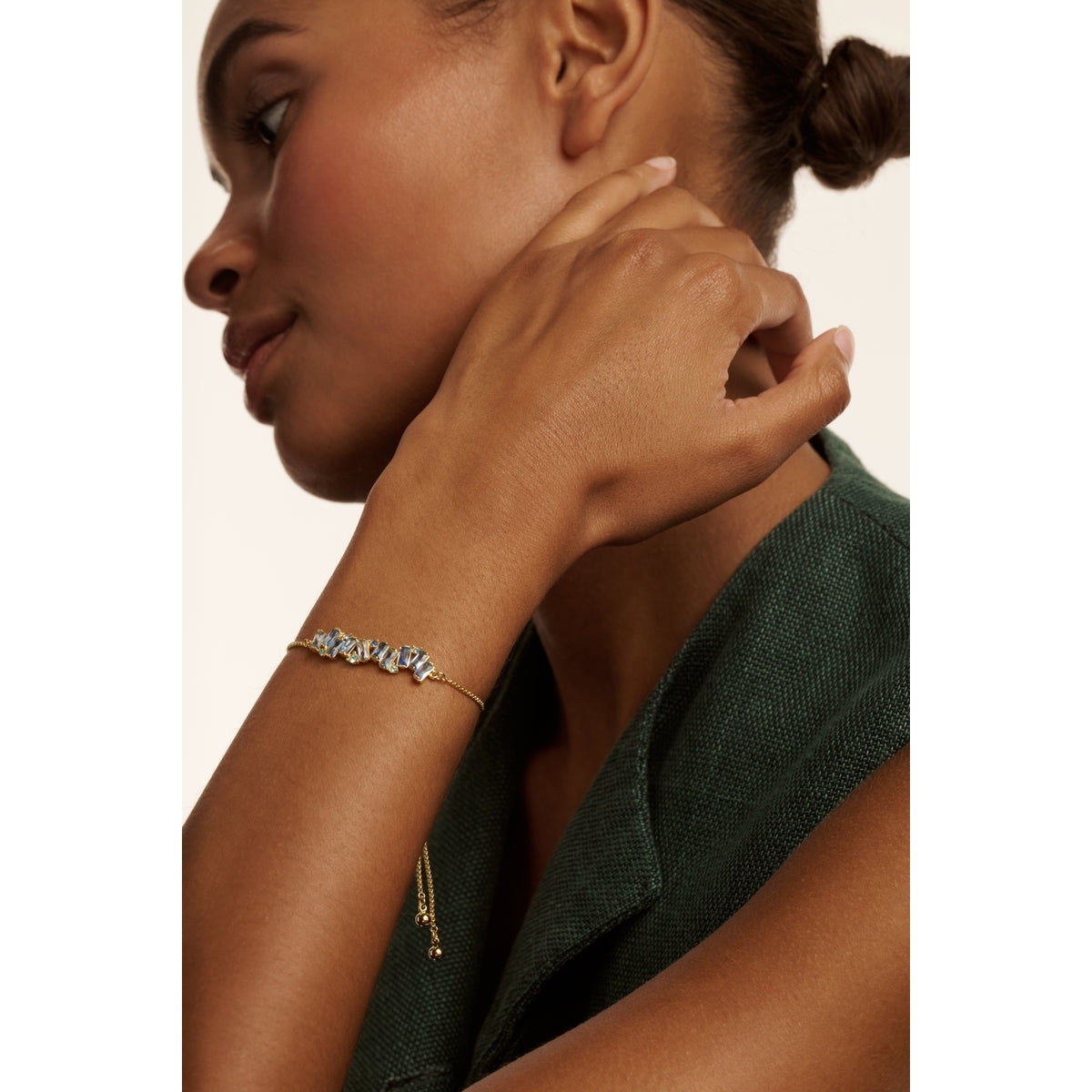 ted baker clarrie: crystal cluster adjustable bracelet gold tone