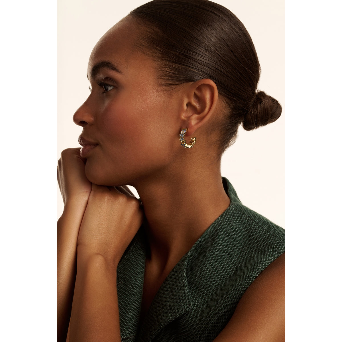 ted baker clarence: crystal cluster hoop earrings gold tone