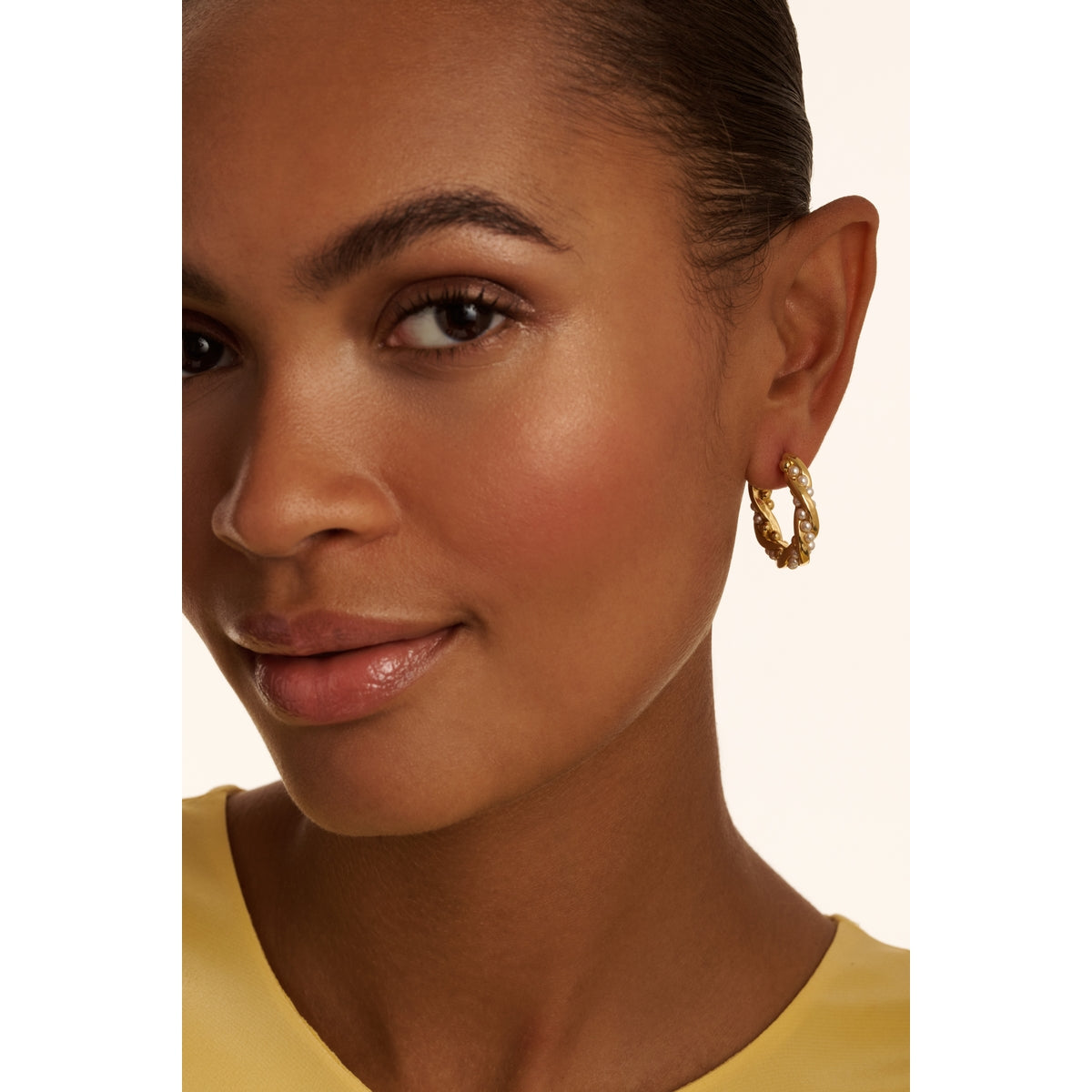 ted baker tiyaa: twisted pearl hoop earrings gold tone