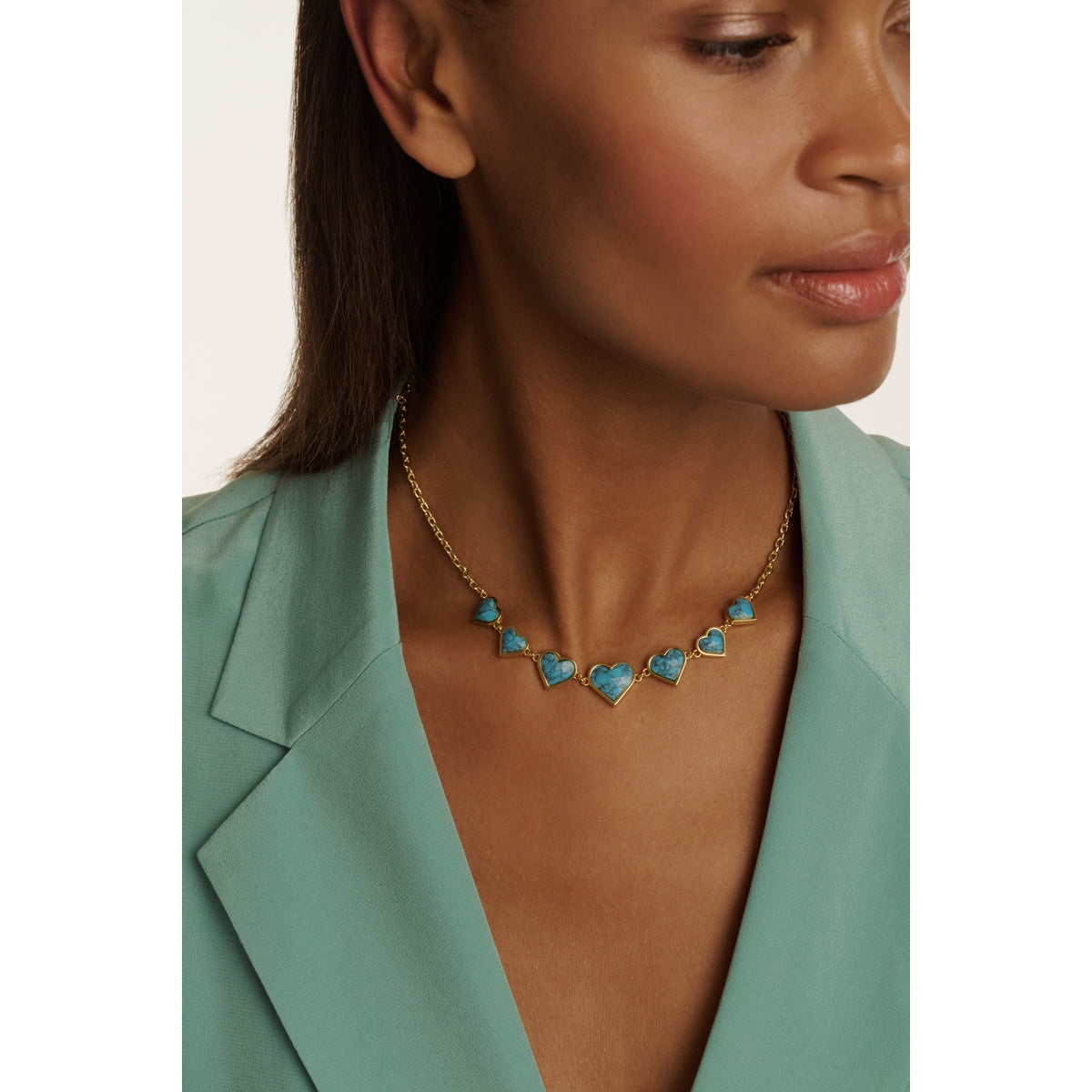 ted baker farah: faceted stone heart necklace gold tone