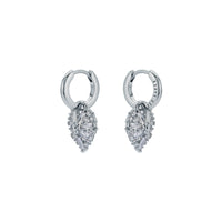 ted baker cherise: crystal cluster heart huggie drop earrings silver tone