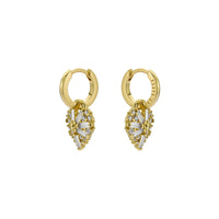 ted baker cherise: crystal cluster heart huggie drop earrings gold tone