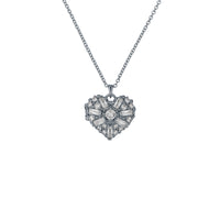 ted baker cherish: crystal cluster heart locket pendant necklace silver tone