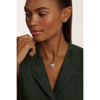 ted baker cherish: crystal cluster heart locket pendant necklace silver tone