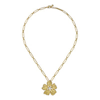 petrice: flower statement crystal pendant necklace gold tone clear crystal