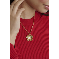 petrice: flower statement crystal pendant necklace gold tone clear crystal