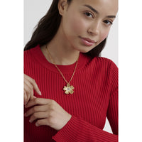 petrice: flower statement crystal pendant necklace gold tone clear crystal