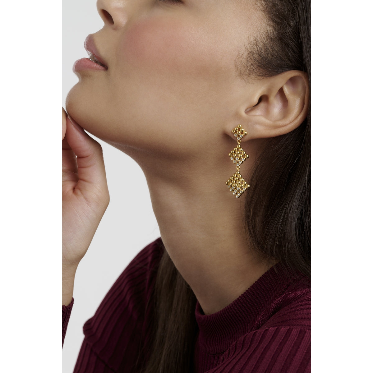 ted baker boa: crystal bobble diamond gold tone drop earrings