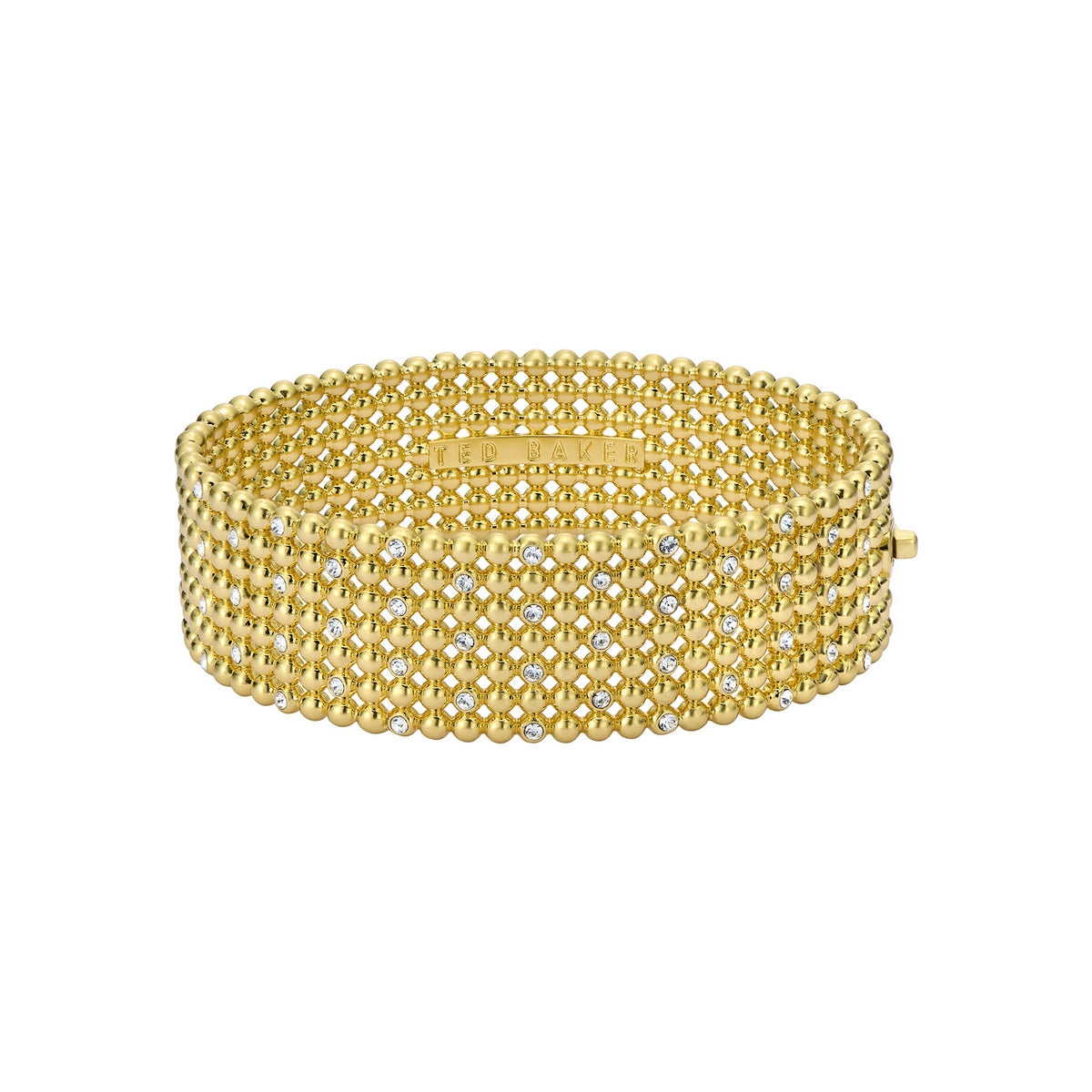 ted baker bobbi: crystal bobble wide gold tone bangle bracelet