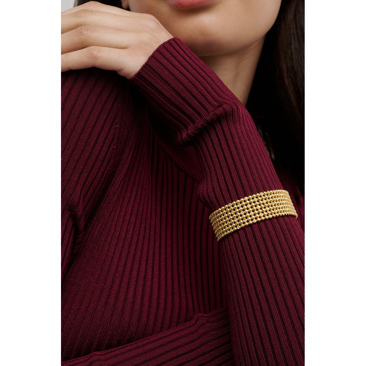 ted baker bobbi: crystal bobble wide gold tone bangle bracelet