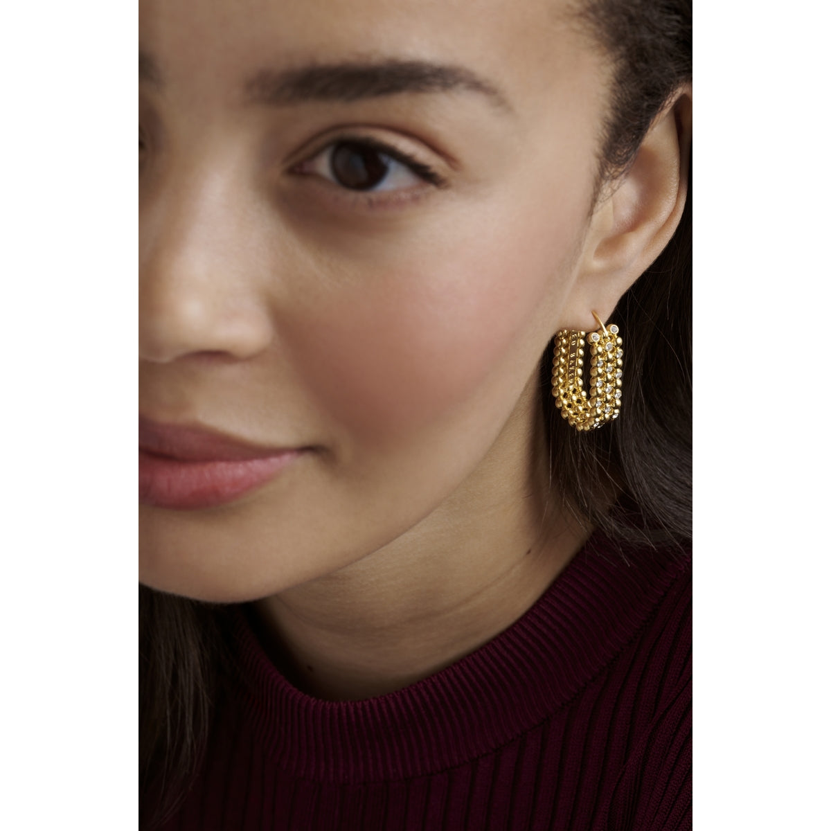 ted baker bollie: crystal bobble gold tone hoop earrings