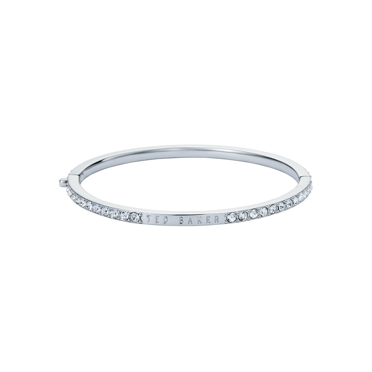ted baker claudia: narrow crystal silver tone hinged bangle bracelet