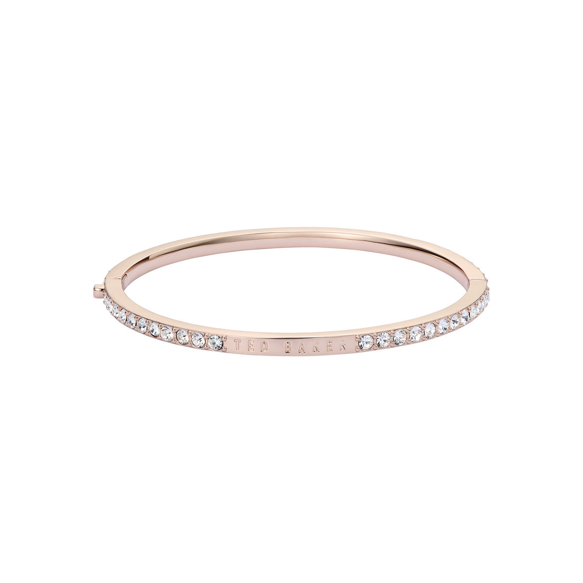 ted baker claudia: narrow crystal hinged bangle bracelet rose gold tone clear crystal