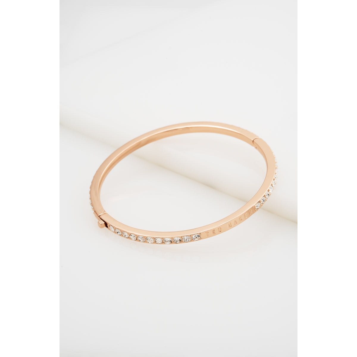 ted baker claudia: narrow crystal hinged bangle bracelet rose gold tone clear crystal