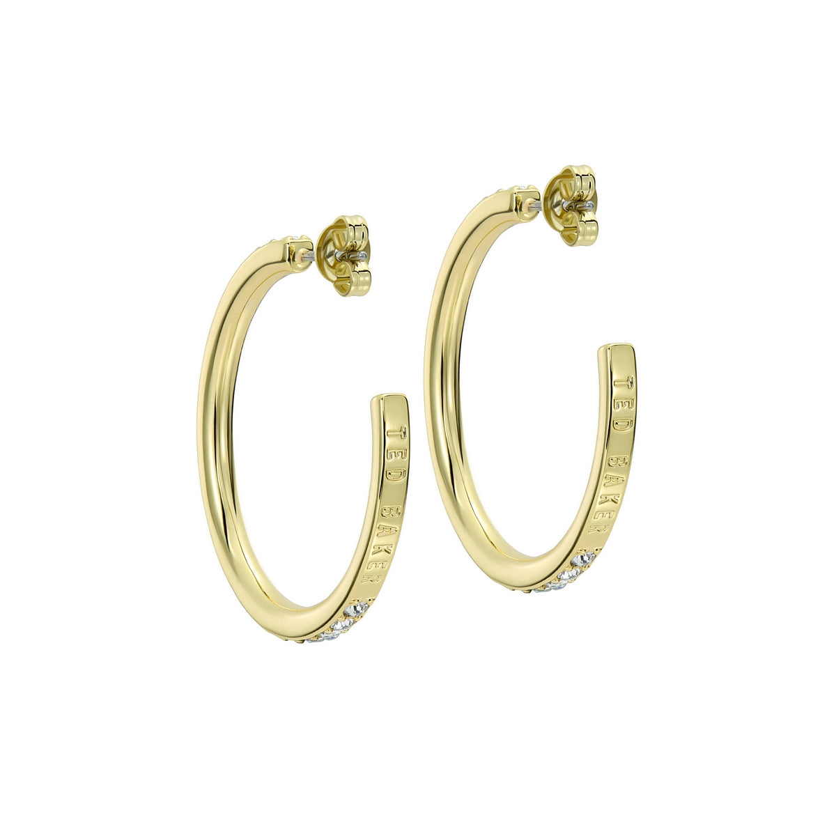 ted baker clanci: medium crystal gold tone hoop earrings