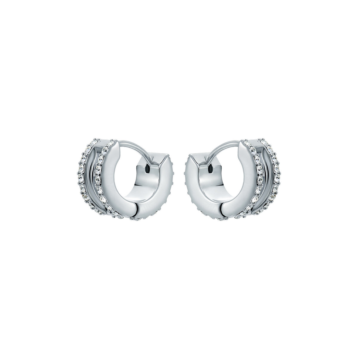 ted baker rosie: crystal roll huggie earrings silver tone clear crystal