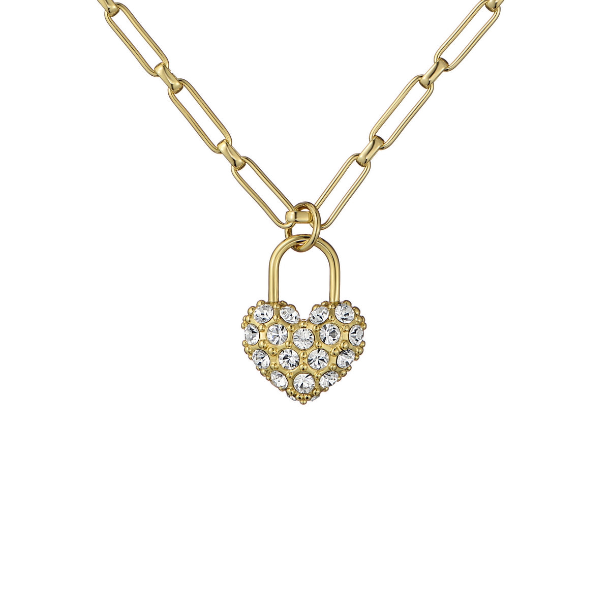 ted baker paris: statement pave crystal padlock pendant necklace gold tone clear crystal