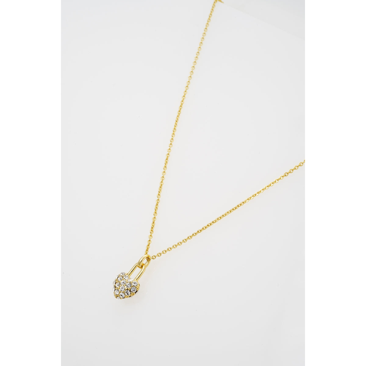 ted baker paige: pave crystal padlock pendant necklace gold tone clear crystal