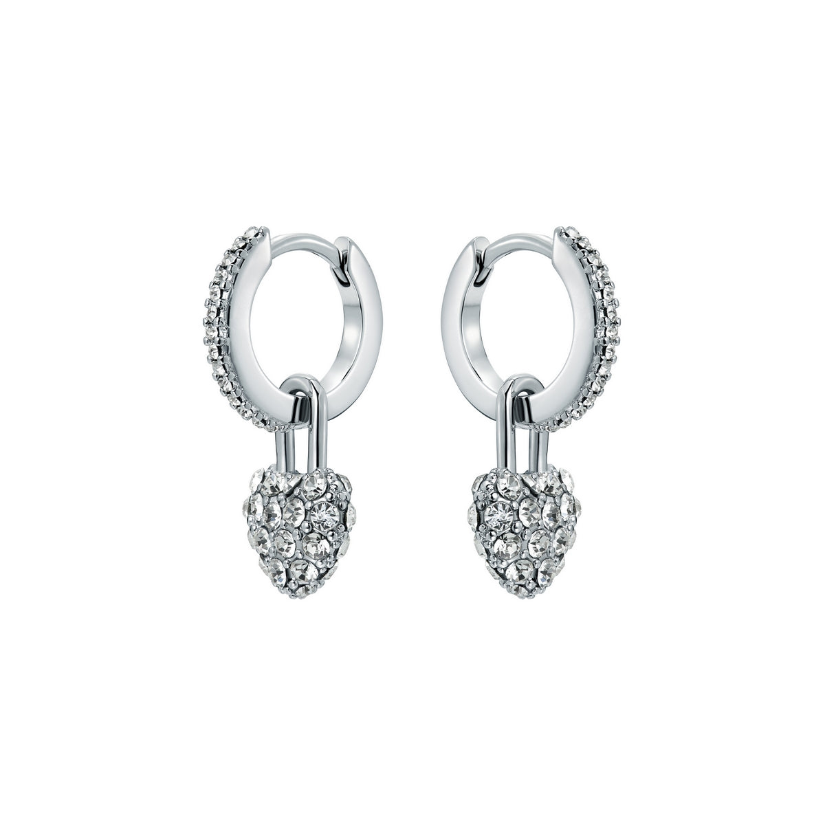 ted baker pari: pave crystal padlock huggie earrings silver tone clear crystal