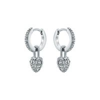 ted baker pari: pave crystal padlock huggie earrings silver tone clear crystal