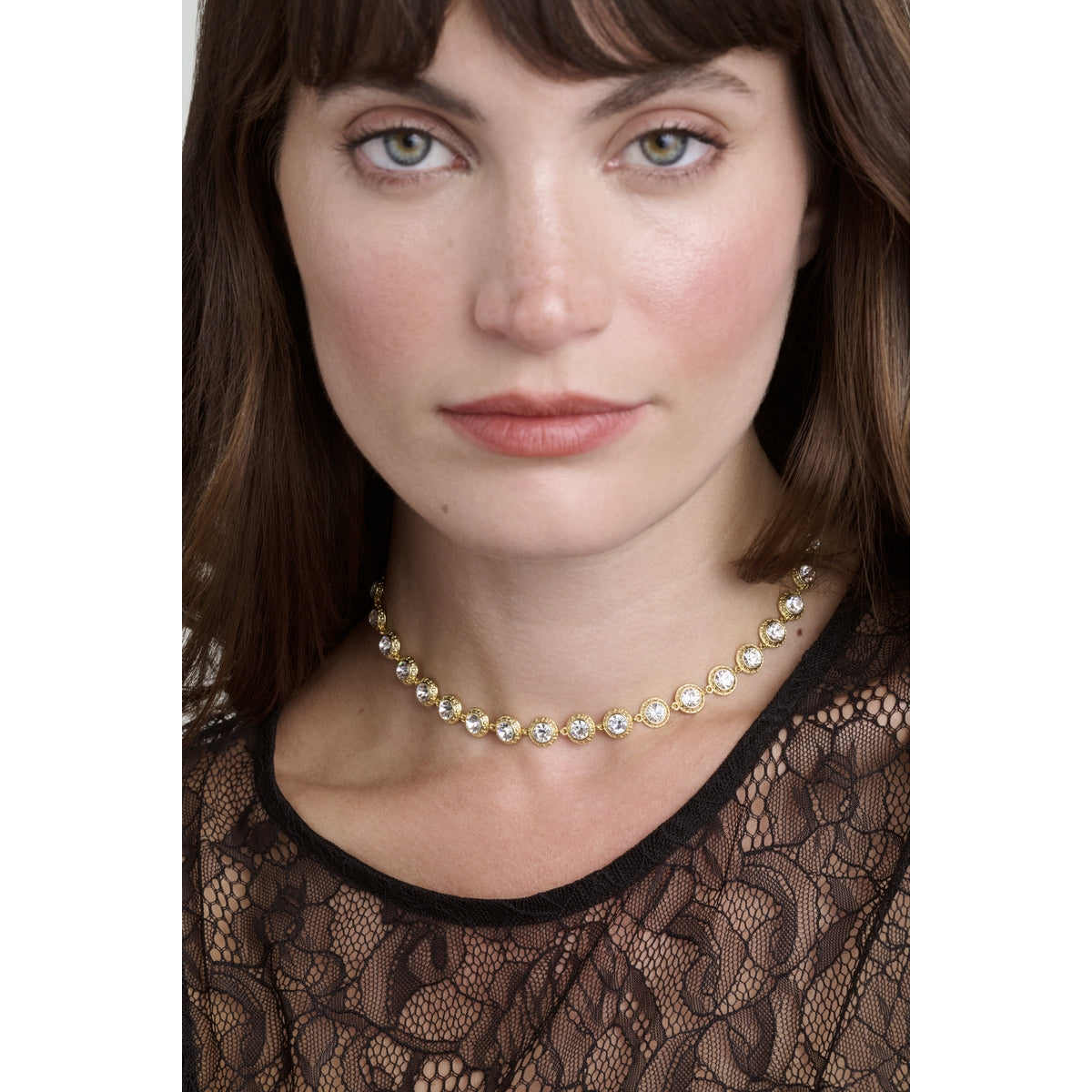 ted baker solanna: solitaire sparkle crystal chain necklace gold tone clear crystal