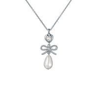 ted baker imogen: icon charm heart bow pearl drop pendant necklace