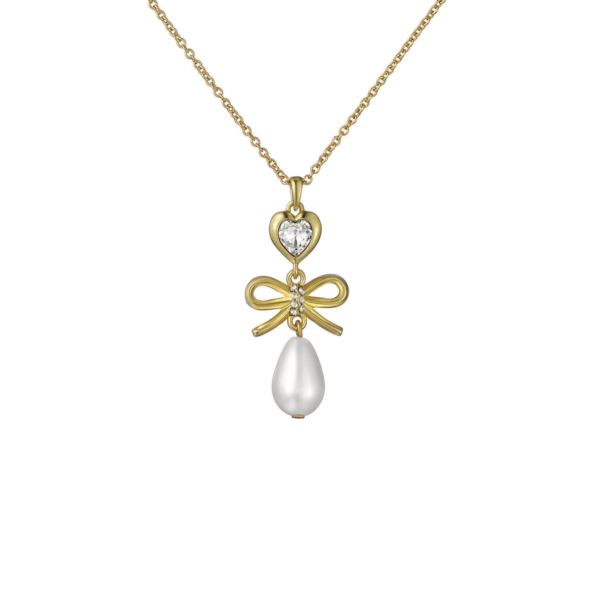 ted baker imogen: icon charm heart bow pearl drop pendant necklace
