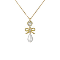 ted baker imogen: icon charm heart bow pearl drop pendant necklace