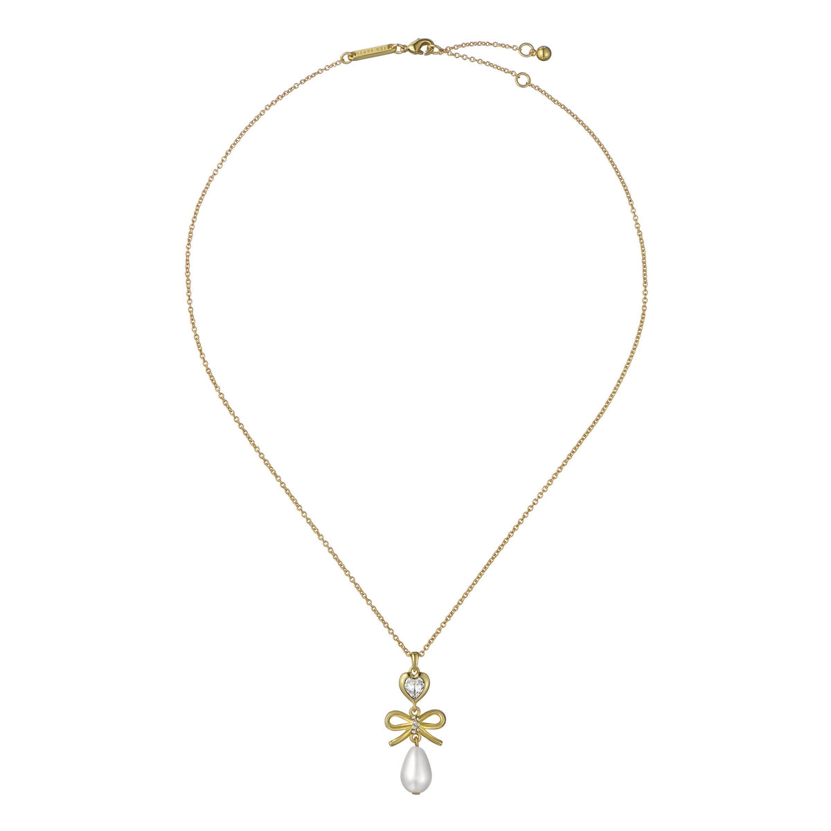 ted baker imogen: icon charm heart bow pearl drop pendant necklace