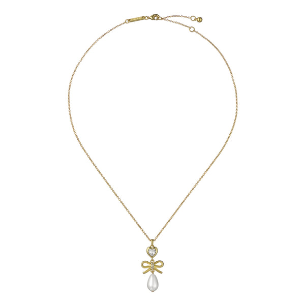 ted baker imogen: icon charm heart bow pearl drop pendant necklace