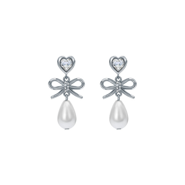 ted baker ivy: icon charm heart bow pearl drop earrings