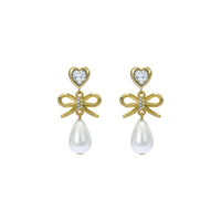 ted baker ivy: icon charm heart bow pearl drop earrings
