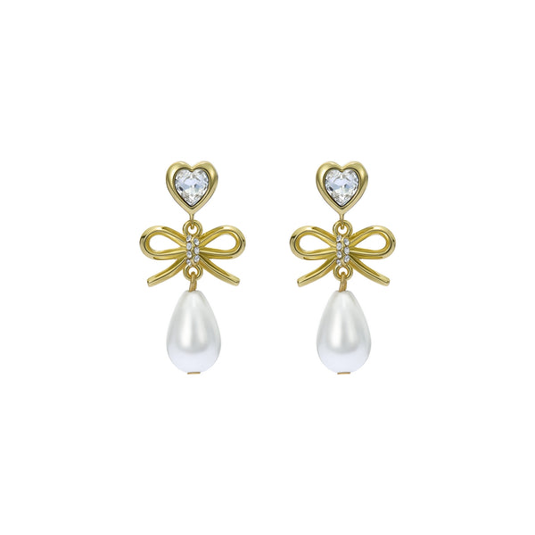 ted baker ivy: icon charm heart bow pearl drop earrings