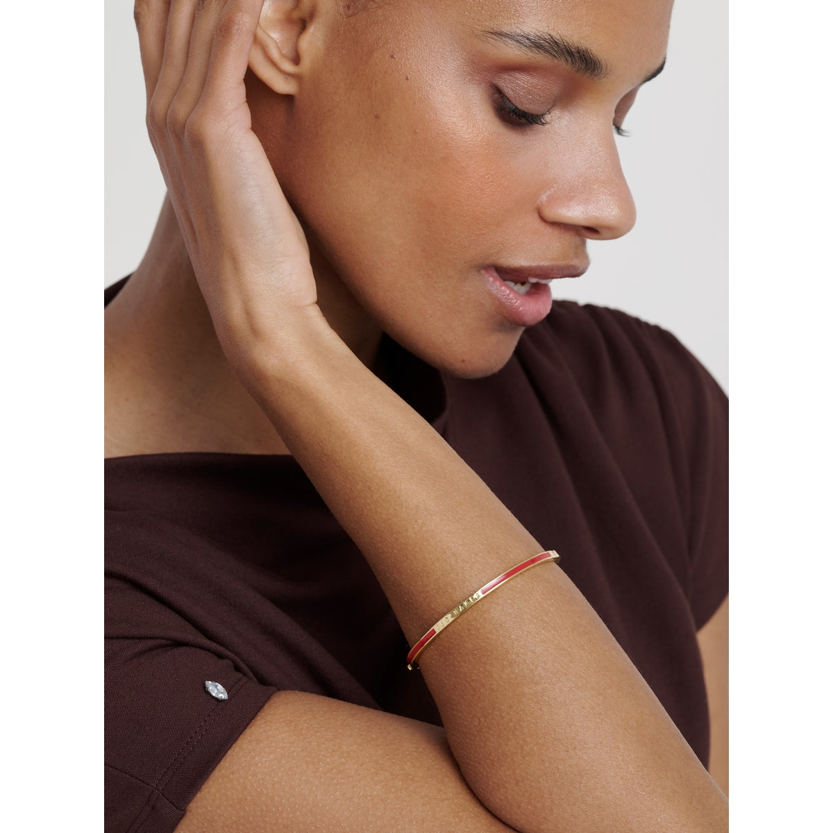 ted baker roley: classic colour enamel slim gold tone bangle bracelet