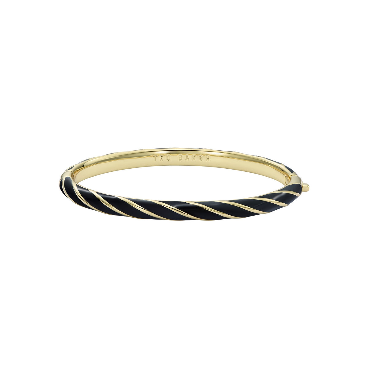 ted baker trinity: twist enamel hinged gold tone bangle bracelet