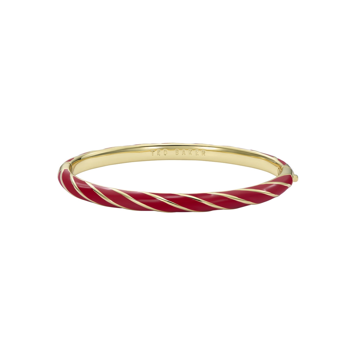 ted baker trinity: twist enamel hinged gold tone bangle bracelet