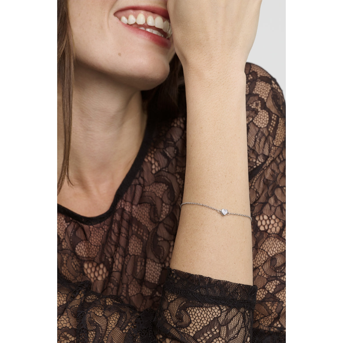 ted baker halle: mini crystal heart adjustable bracelet  silver tone clear crystal