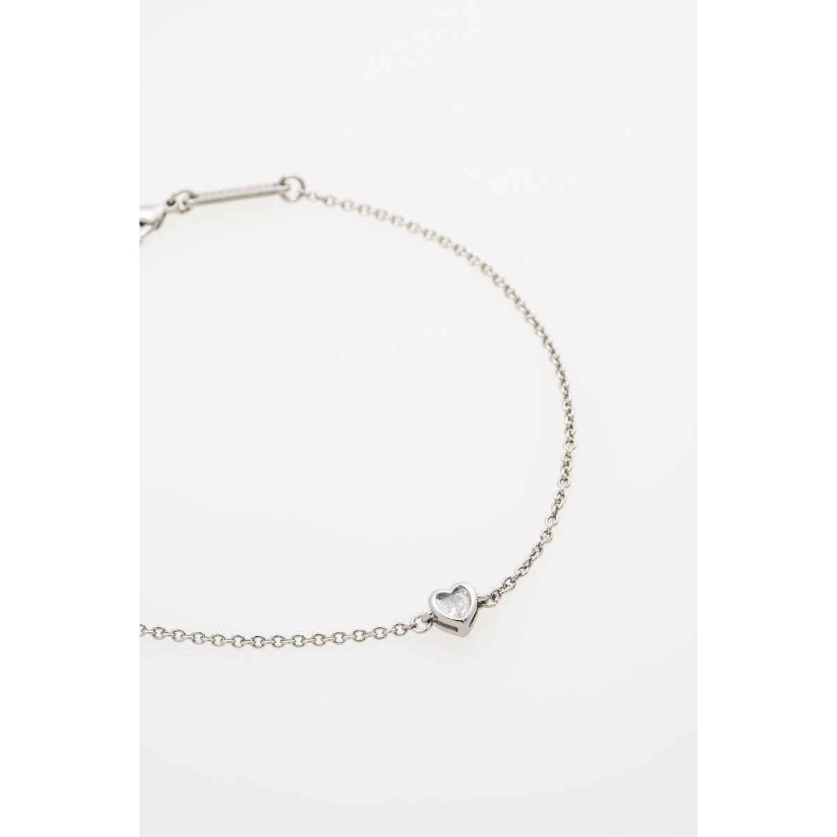ted baker halle: mini crystal heart adjustable bracelet  silver tone clear crystal